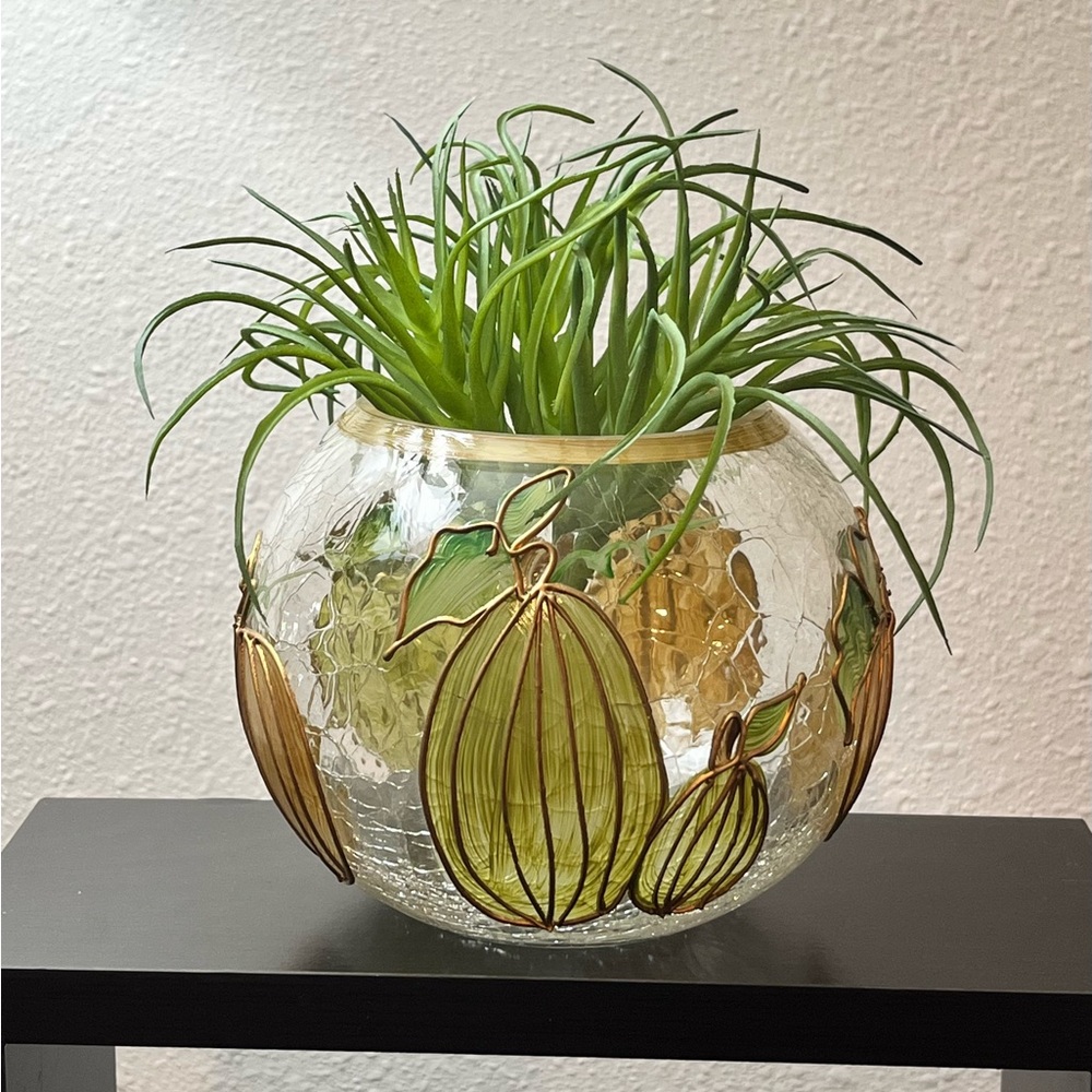 Pumpkin Crackle Glass Candle Holder/Vase - Picture 6 of 12